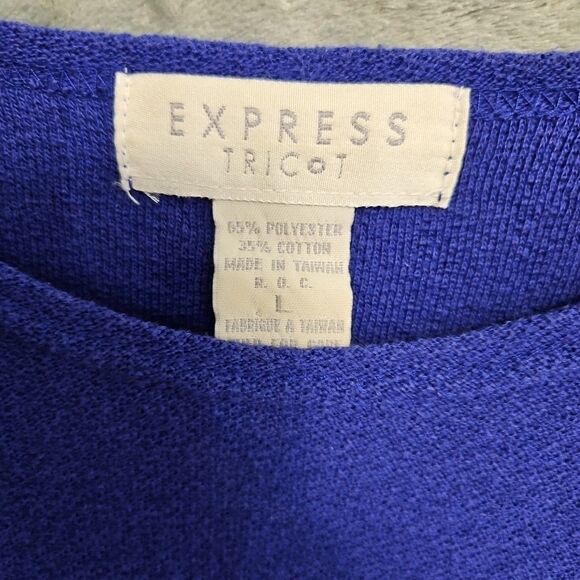 Express tricot Women's sz Lg top Purple Vintage 3/4 sleeve casual - Picture 3 of 9